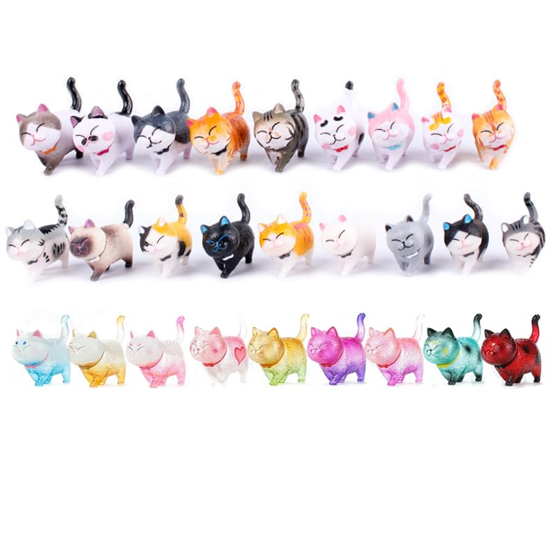 AAGWW Working Cat Figure Kitten Toy Mini Toy Cat Birthday Party Dark Colors Pieces 9 Designs 1 9 Designs 2 9 Designs Set, Figures, Characters,