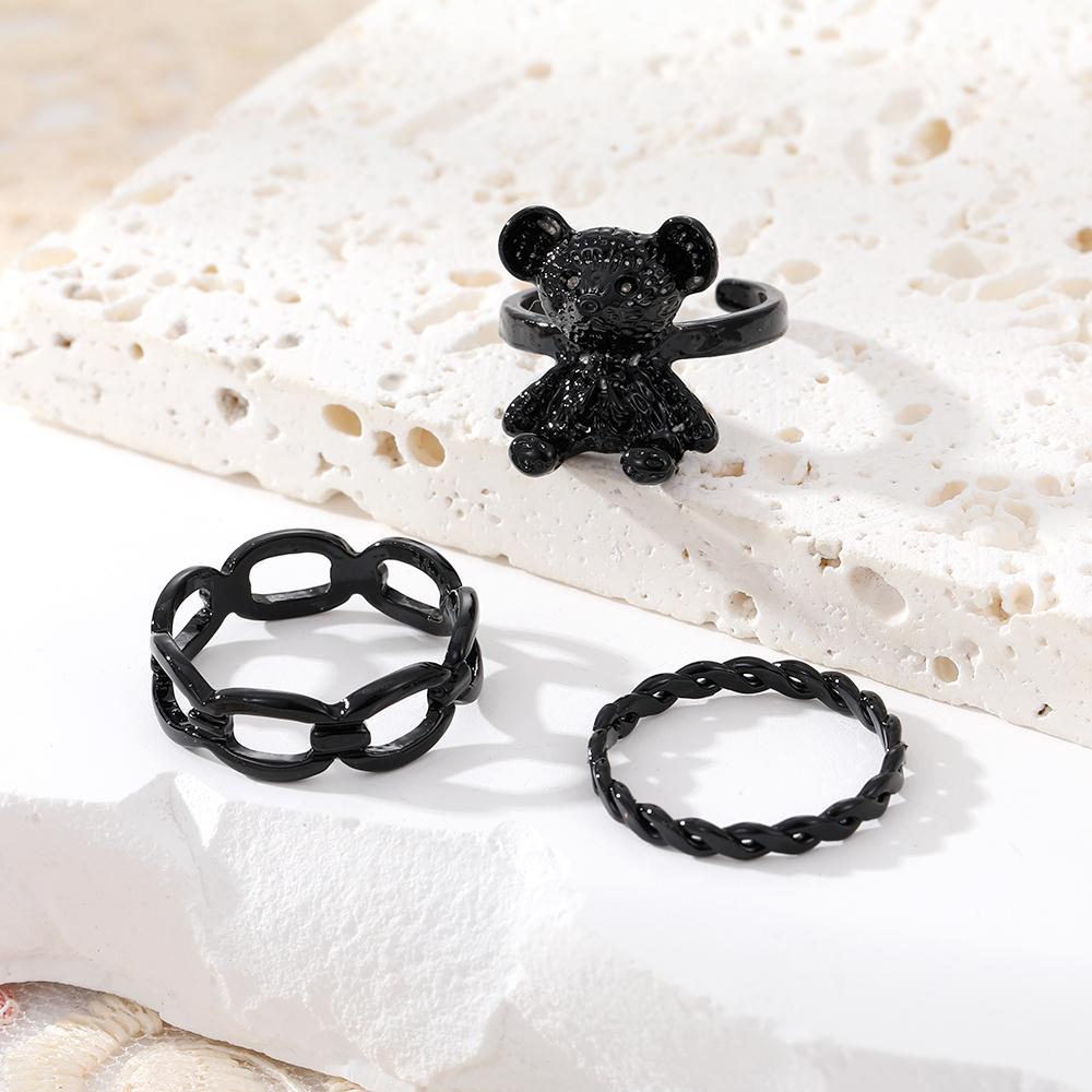 Кольцо с медведем, пара одинаковых колец, комбинация из трех частей, модное кольцо для девушки, элегантное кольцо для подруги, набор колец для сестры, изысканное ювелирное кольцо, подарок