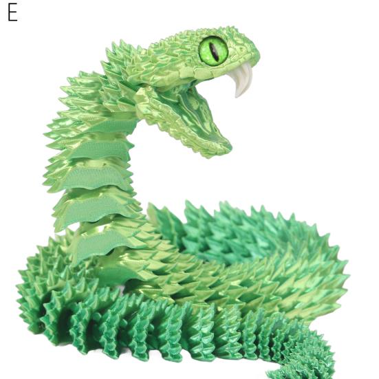 3D-печатная шарнирная змея, гибкая змея, украшение с зубами, игрушка для снятия стресса с домашнего питомца, декор для домашнего офиса