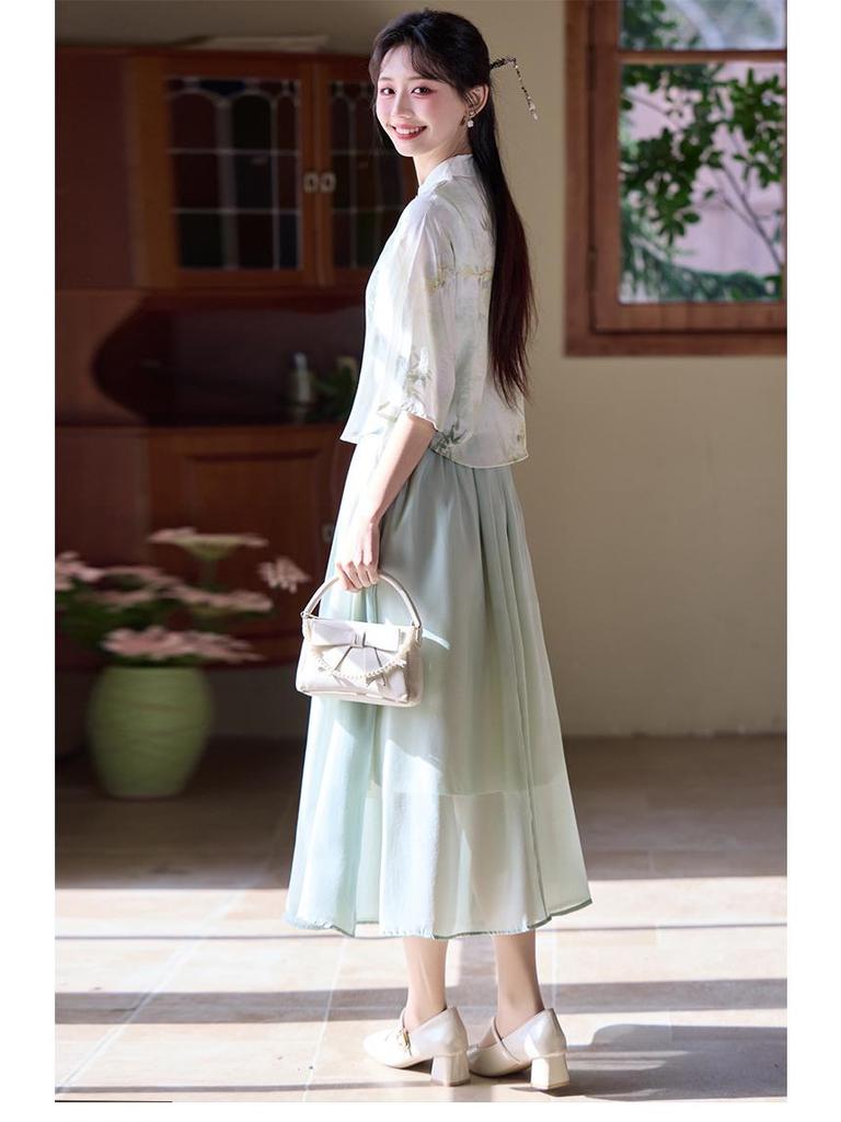 Китайский ретро дзен стиль костюм тан ципао топ с элементами ханьфу для женщин