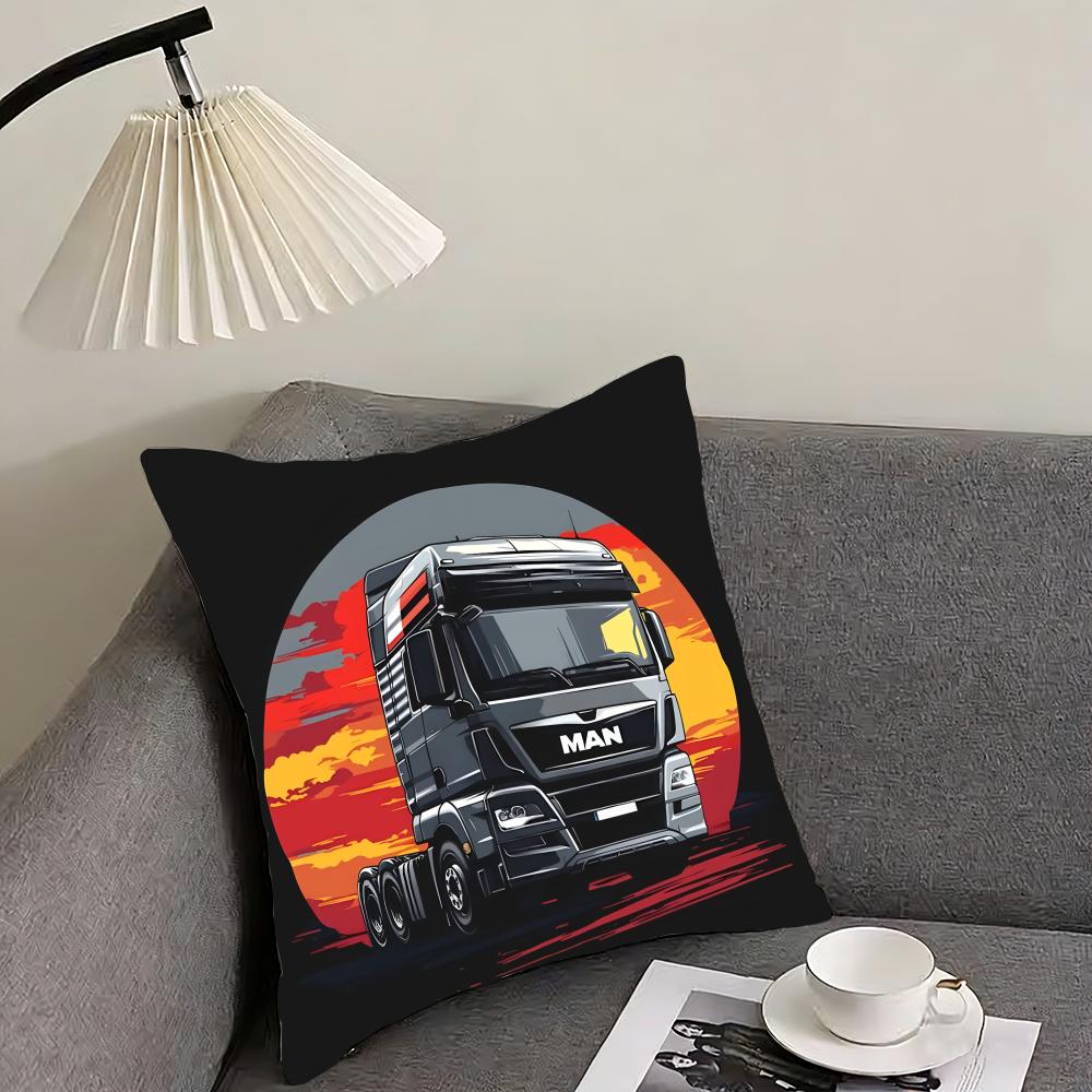 Classic MManS Truck Cushion Cover Elegant Comfort Pillowcase Sofa Bed Doublesided Printed Invisible Zipper Home Decor