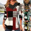 2024 Women's Fashion Color Block V-Neck Plus Size Top