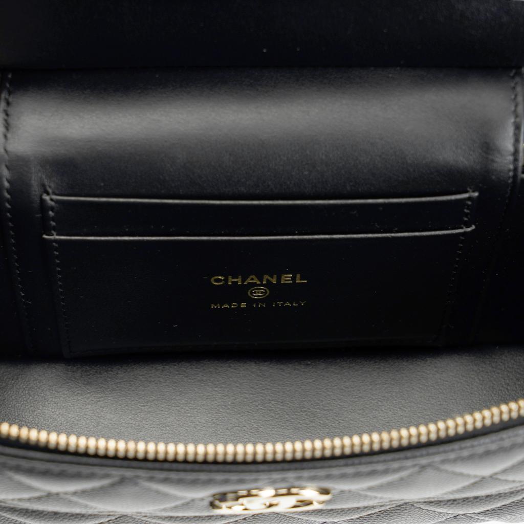 Chanel 26c Двойной логотип C Ромбовидный узор Кожаная сумка-коробка на цепочке Из зернистой коровьей кожи С золотой фурнитурой Сумка-мессенджер Женская Черная