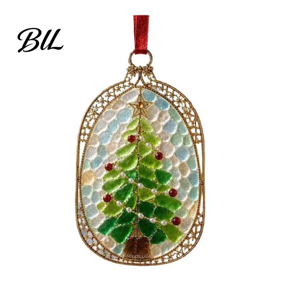 Front Porch Decoration Christmas Sea Glass Sun Catcher, Acrylic Hanging Ornament for Festive Party Supplies Holiday Home Decor, Window Garden