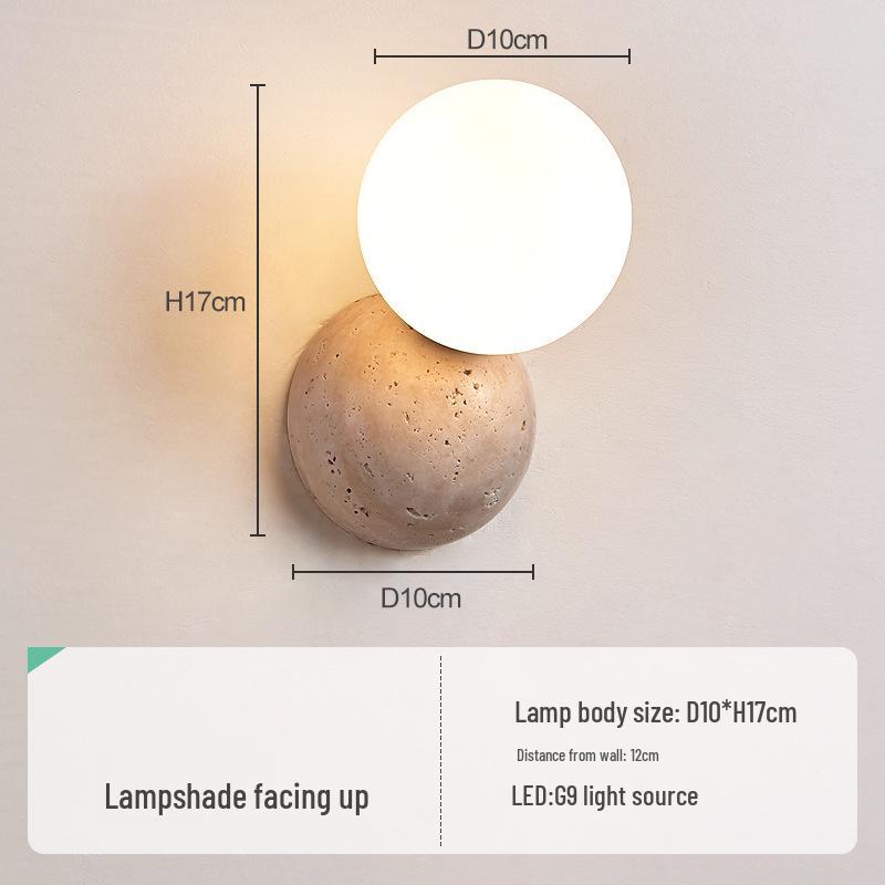 Желтый травертиновый настенный светильник в стиле ваби-саби для спальни, внутреннего двора или балкона - Водонепроницаемый уличный светильник.