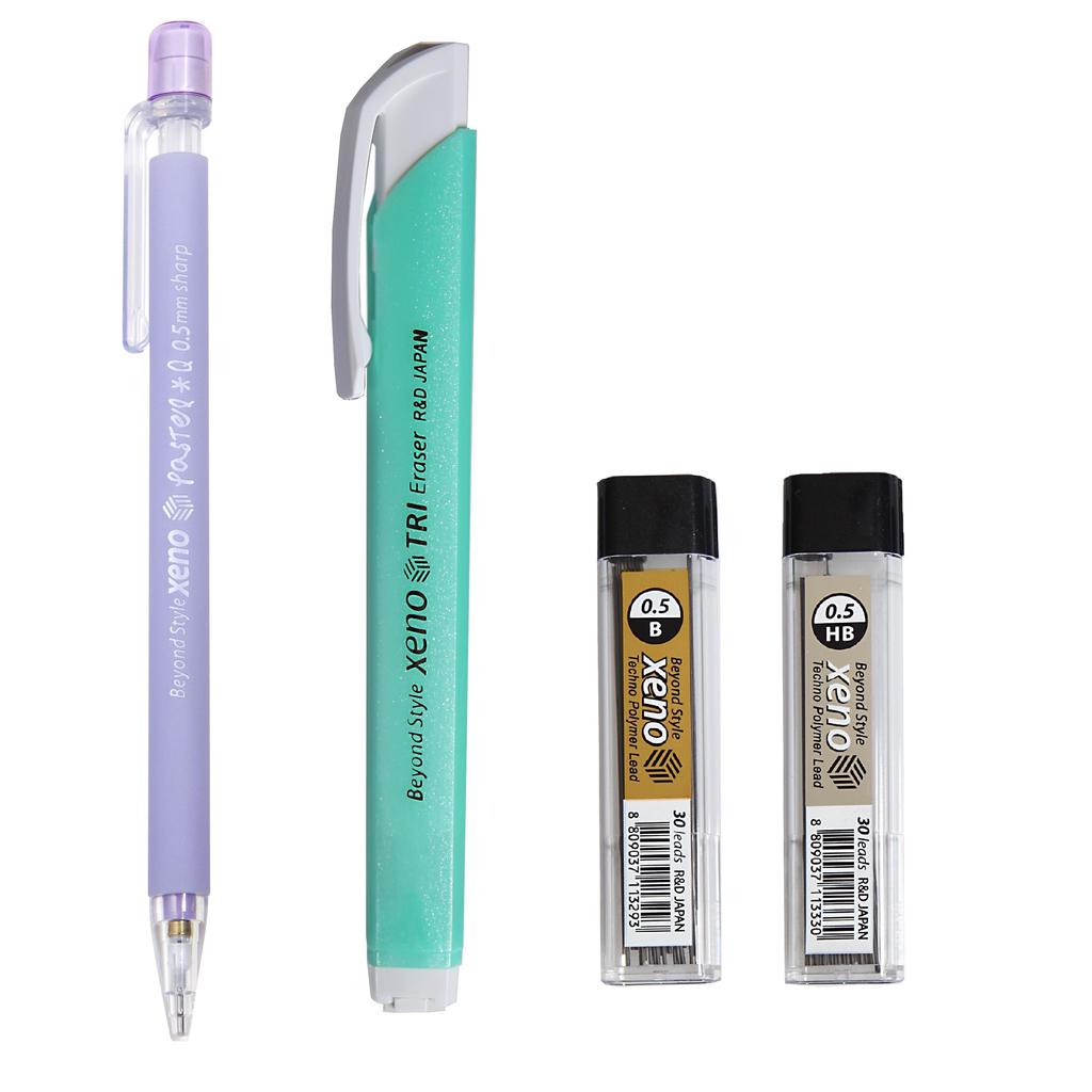 Механический карандаш Xeno Pastel Q с ластиком и запасными грифелями 0,5 мм с HB, B