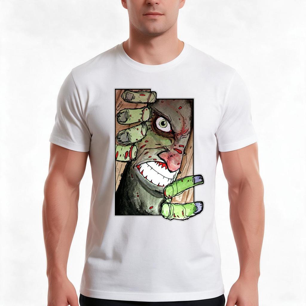 Zombie Breaking In Geometric Remix Tshirt Summer Casual Cotton Tee Oversized Streetwear Tops Vintage Graphic Print