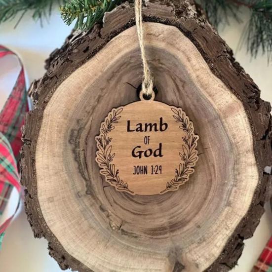 Yousheng 10 Pcs Jesus Wood Christmas Ornament Xmas Tree Hanging Pendant for Christmas Parties Indoor/Outdoor Decoration