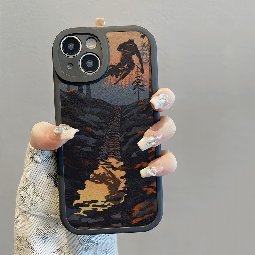 BIKE Cycling Art Phone Case For IPhone 16 14 13 11 12 Pro Max Mini X Wholesale XR XS 8 Plus Mini Lambskin Silicone Shell Cover