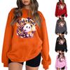 Ayollar uchun kundalik yumaloq bo'yinli uzun qisma pulover, Halloween bosmali top, uzun qisma xudi