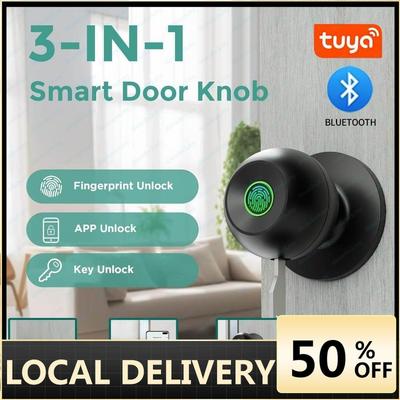 Умный цилиндрический автоматический цифровой замок с ручкой TUYA Bluetooth для дома, защита от кражи, отпечаток пальца, бесключевой, для офиса, спальни, квартиры