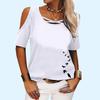 Женская мода круглый вырез короткий рукав топ женская летняя повседневная с открытыми плечами цветочная принтованная футболка