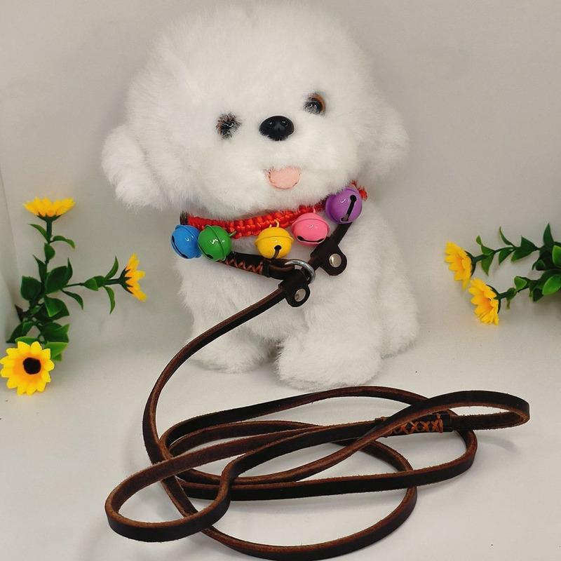 Soft Genuine Leather Dog Slip Lead No Pull Training Leash for Small Dogs and Cats Lightweight Pet Leads Puppy Dog Walking Leash