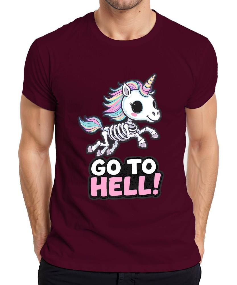 Skeleton Unicorn Go To Hell Pastel Rainbow Mane Gothic T-Shirt-