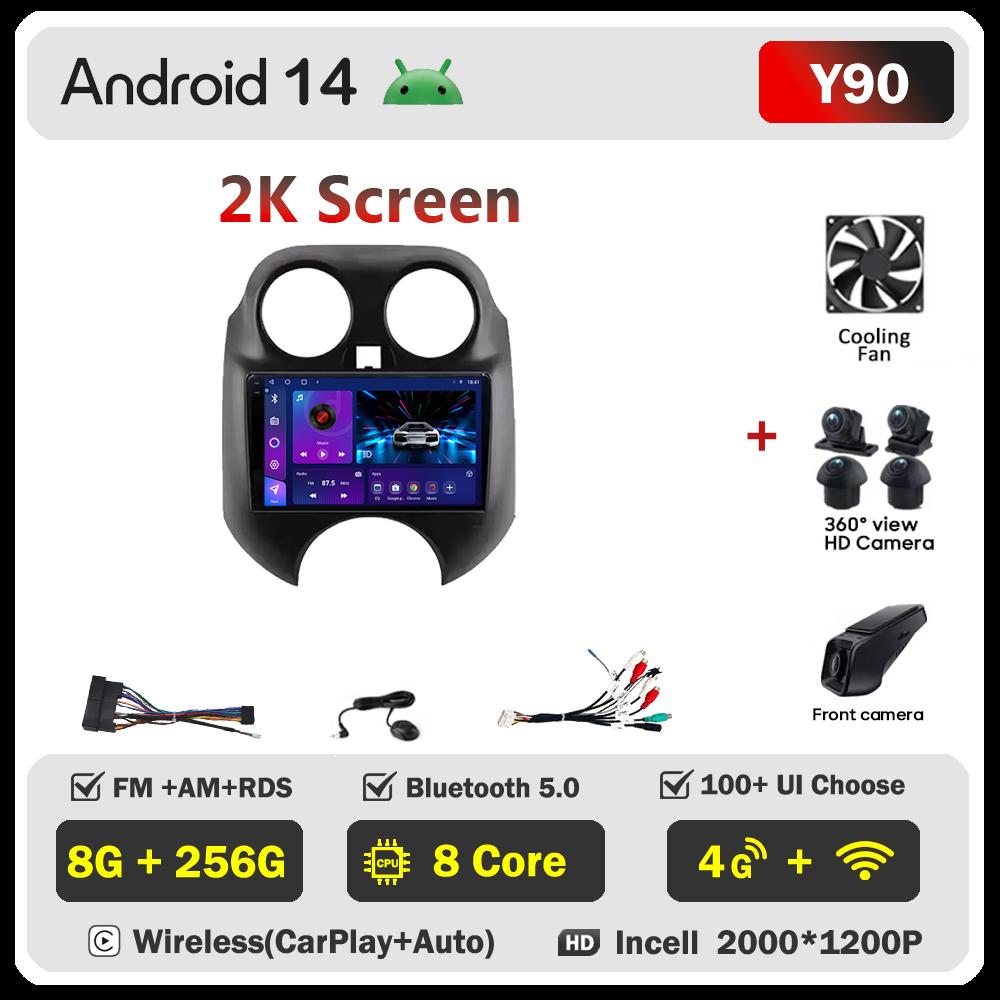 Автомобильный мультимедийный проигрыватель для Nissan March MICRA 2010-2013 Автомобильный радиоплеер с сенсорным экраном Беспроводной Android 14 Стерео Головное устройство GPS