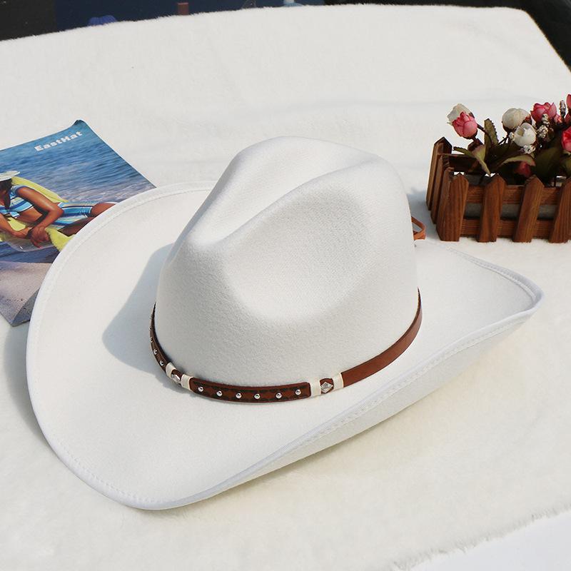 Осенне-зимняя мужская шерстяная ковбойская шляпа в стиле вестерн с металлической пряжкой, осенне-зимняя винтажная рыцарская шляпа из искусственной шерсти, ковбойская шляпа