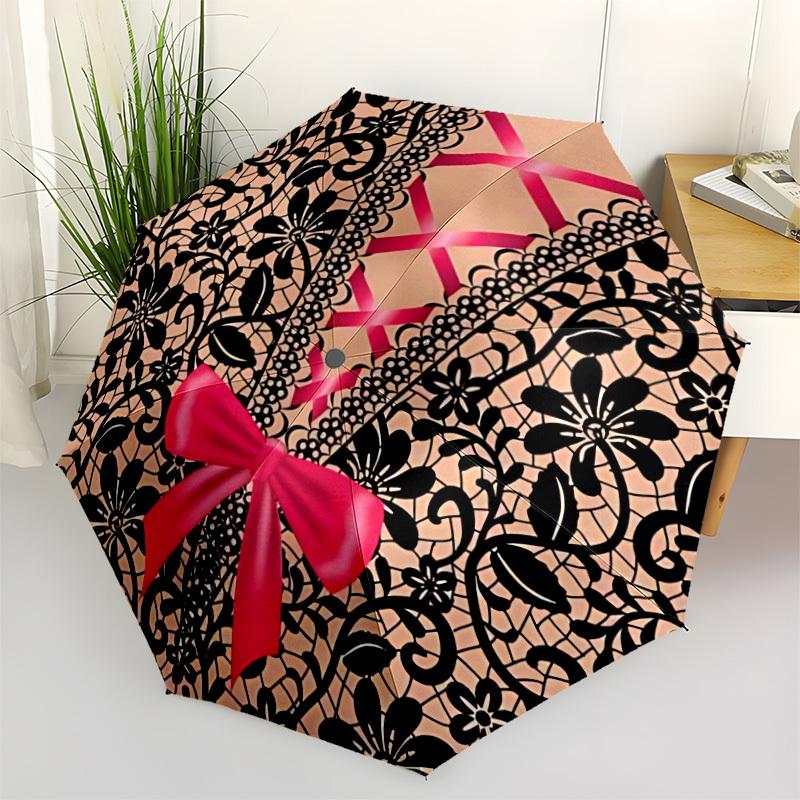 1pc Lace Corset Automatic Folding Umbrella, 8-Rib Iron Frame, Casual Outdoor Accessory for Birthday Festival Gifts yy251128173