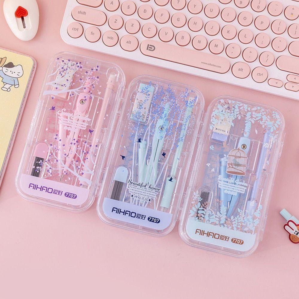 8 шт./набор резиновых линеек, набор небольших, свежих, автоматических карандашей, прочных канцелярских наборов