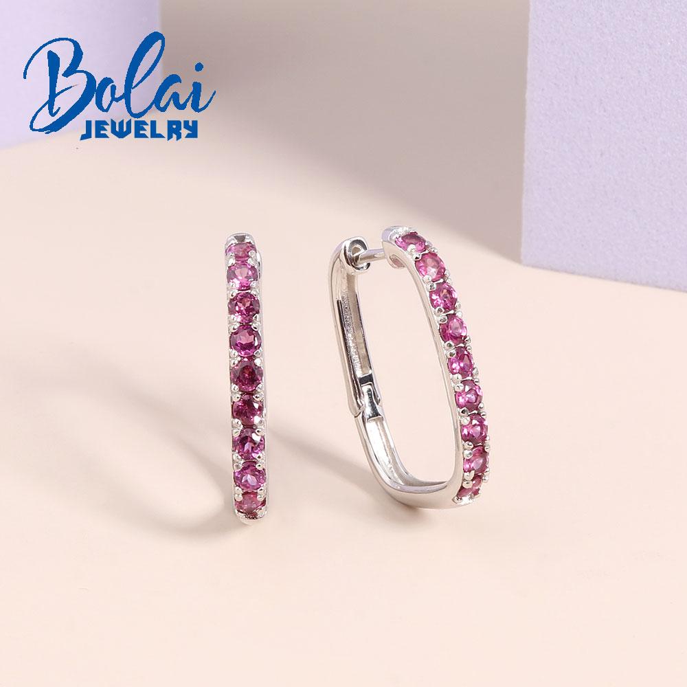 Новинка 2023 года, серьги с застежкой U-образного дизайна, модные серьги с родолитом и гранатом, женские изысканные ювелирные изделия, серебро 925 пробы