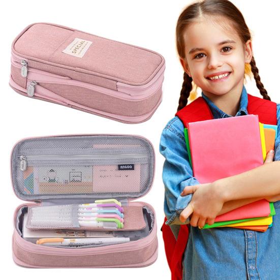 Large Capacity Pen Pouch Portable Storage Organizer Bag Zipper Closure Stationery Pencil Pouch Office Supplies