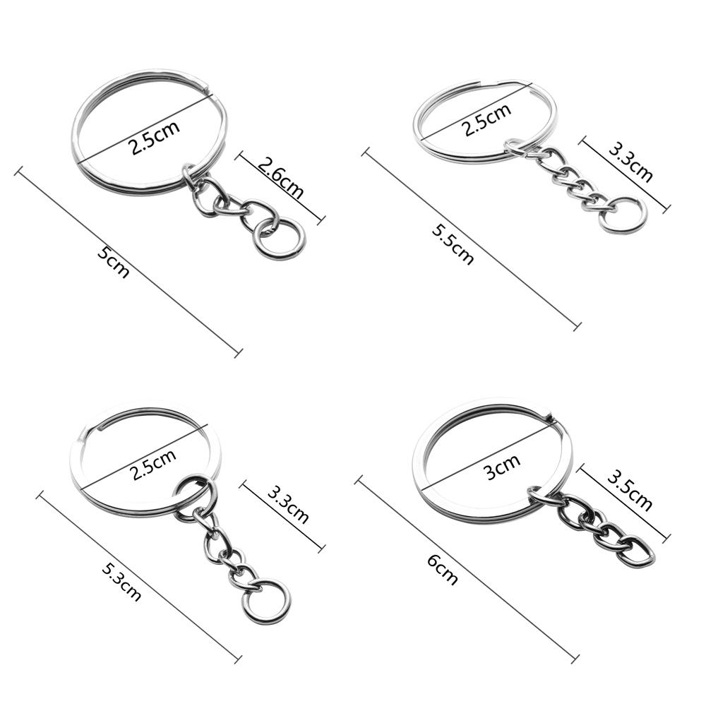 25mm NEW DIY Polished Silver Keychain Keyring Key Fob Short Chain