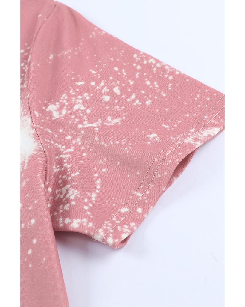 Azura Exchange Pink Tie Dye Color Bleached Short Sleeve T Shirt
