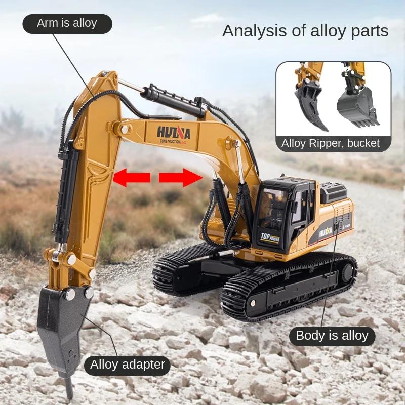 non-toxic HUINA 1910 1/40 Large Metal Alloy Excavator Truck Car Model Toy 3 IN 1 Construction Cars Engineering Vehicle Gifts for Kids children