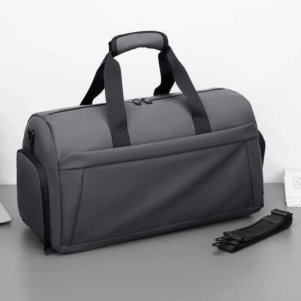 Compact Gym Duffel Bag with Shoe Compartment, Large-Capacity Travel Bag, Trolley-Attachable Sports Handbag