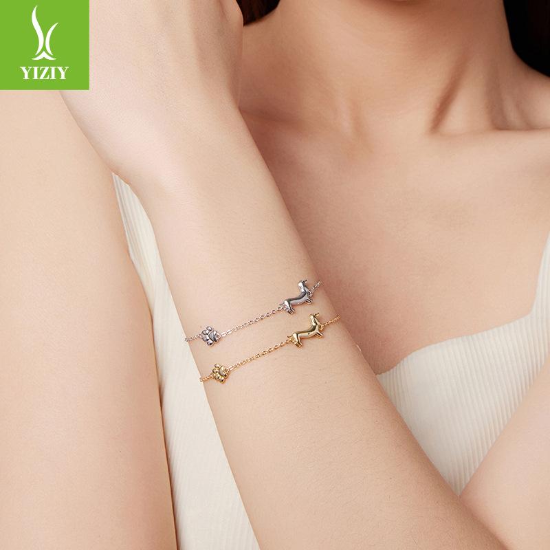 Браслет для собаки таксы женский, простой и милый браслет из стерлингового серебра S925 с животным, ювелирное изделие