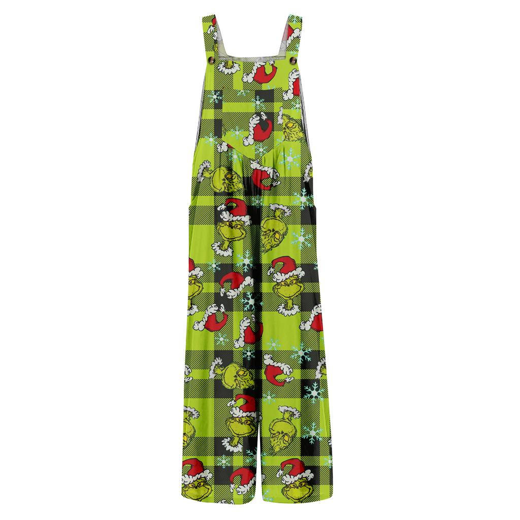 Women's Jumpsuit Halloween Print Casual Loose Vintage Shoulder Strap Cotton Linen