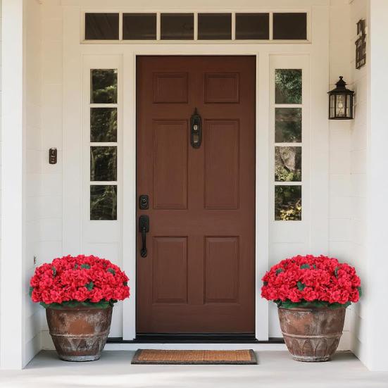 Искусственный горшечный цветок с зелеными листьями, реалистичный, устойчивый к УФ-лучам, искусственный шелковый цветок с горшком, для внутреннего и наружного сада, патио, балкона, бонсай-декорация