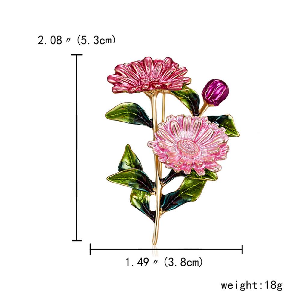 Rinhoo Elegant Daisy Flower Brooches For Women Fashion Sunflower Leaves Enamel Pins Floral Bouquet Badge Wedding Party Jewelry