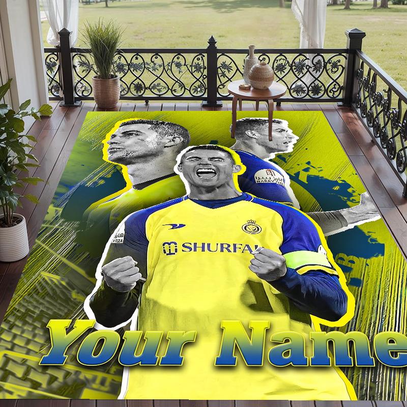 Custom Text Printed Rug Cristiano Ronaldo Non Slip Floor Carpet For Home Room Decor