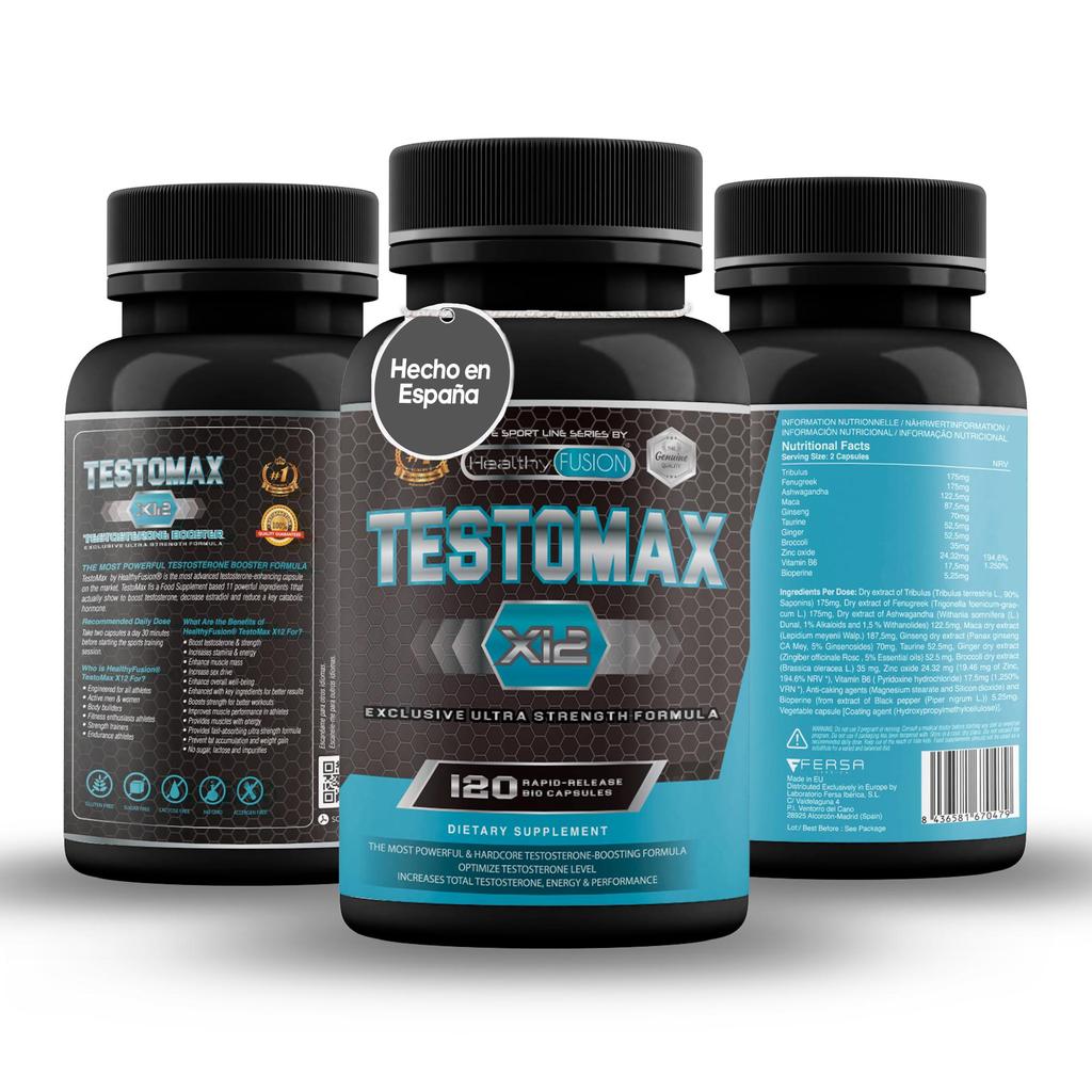 Здоровый синтез TestoMax | Энергетический усилитель тестостерона | Мака, женьшень, трибулус, таурин и витамины | 120у