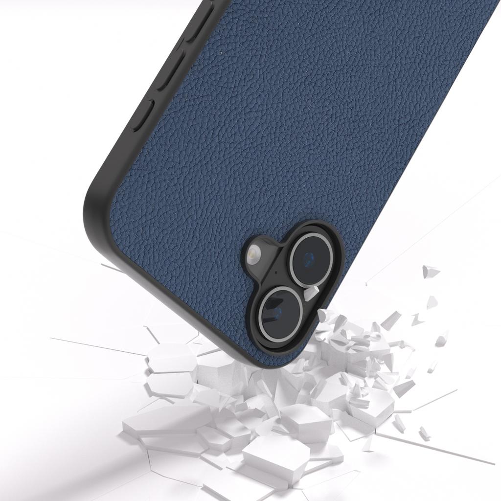 ABEEL For iPhone 16 Cases Genuine Cow Leather+PC+TPU Phone Cover