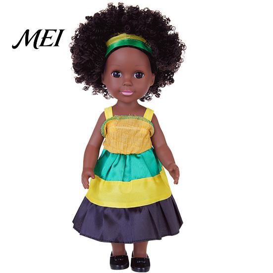 Toddler Toys for Imaginative Play 14 Inch Black Doll with Afro Hair, Soft Vinyl Posable African American Dolls Curly Hair Kids, Dress Up Fashion