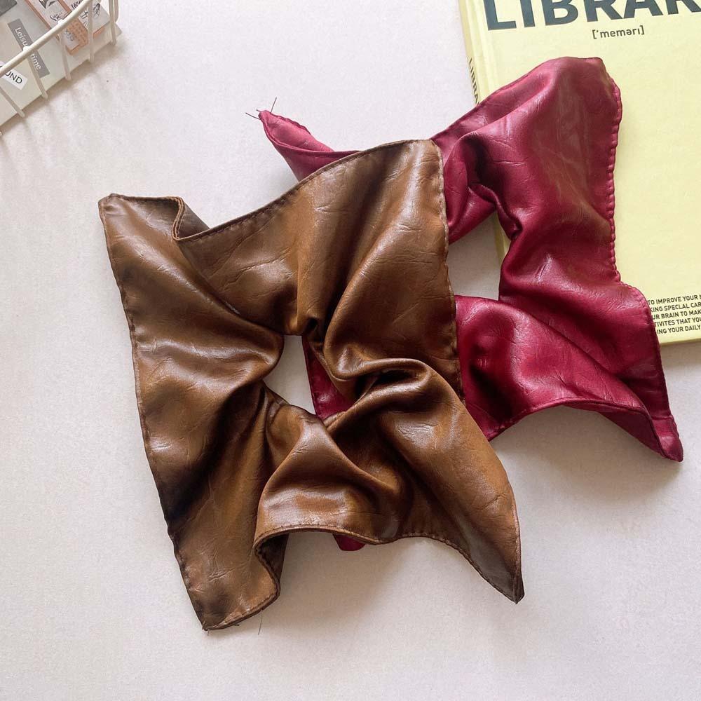 Korean Style Soft PU Scrunchies Elastic Retro Ponytail Holder Square Leather Hair Tie Gifts