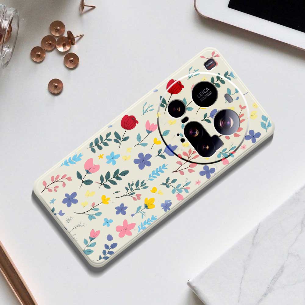 For Xiaomi 15 Ultra Case Colorful Flower Branches Pattern Printing Straight Edge TPU Phone Back Cover