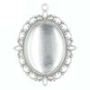 10 Set Metal Alloy Pendant Trays Oval Bezel Trays DIY Vintage Blank Pendant Bases with Transparent Glass Cabochons