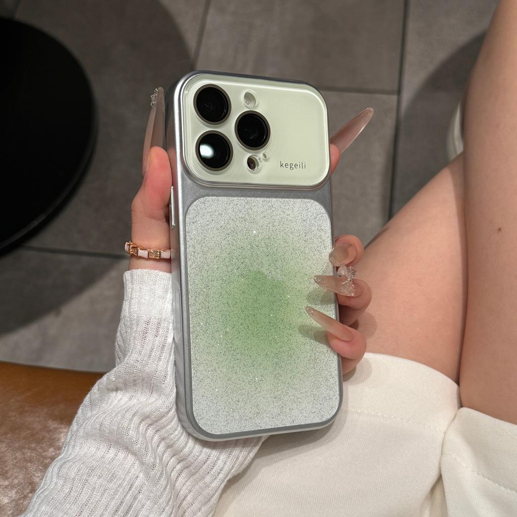 Чехол с блестками, большим прозрачным окном и градиентом для For Iphone 17 16 1 Pro Max 14 13, Защита камеры, Блестящий, Цветной, Ударопрочный чехол