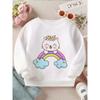 Long Sleeve Crewneck Sweatshirt Featuring a "Kawaii Cat on a Rainbow" Print for Girls And Boys - a Soft