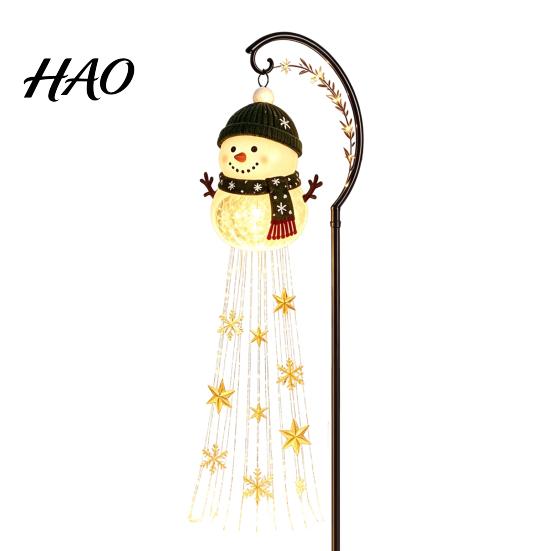 Holiday Path Lighting for Walkways Solar Snowman Garden Stake Light, Flowing Waterfall LED Fairy Light with Automatic Dusk to Dawn Lamps Star