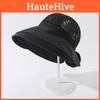 Черная Складная Солнцезащитная Шляпа Женская Широкие Поля Бант-Бабочка Летняя Кепка Защита от УФ-лучей
