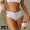 FINETOO 3Pcs Women's Sexy Panties Lace Plus Size Underwear High Quality Striped Briefs Girls Solid Sports Comfortable Lingerie