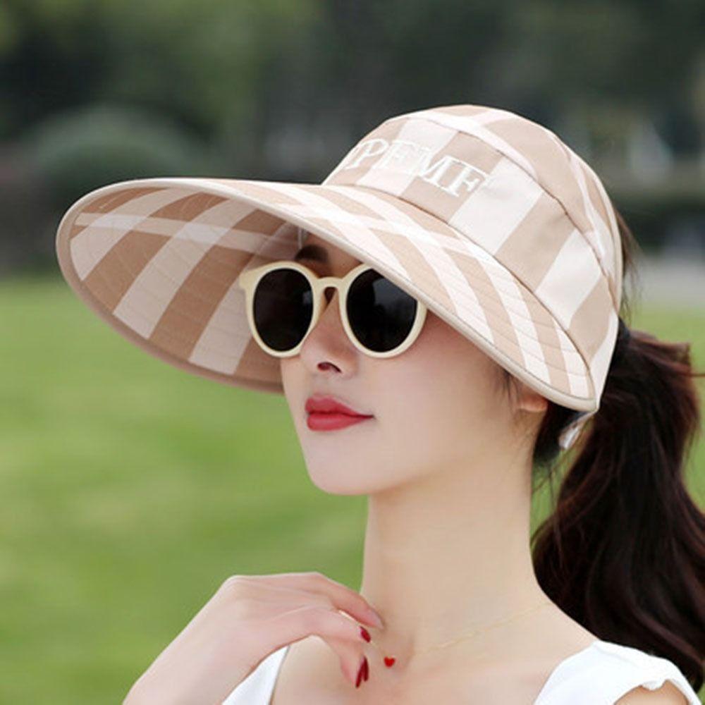 Outdoor Summer Travel Protection Sun Hat Women Wide Brim Sun Hat Beach Cap UV Protection Visor Caps