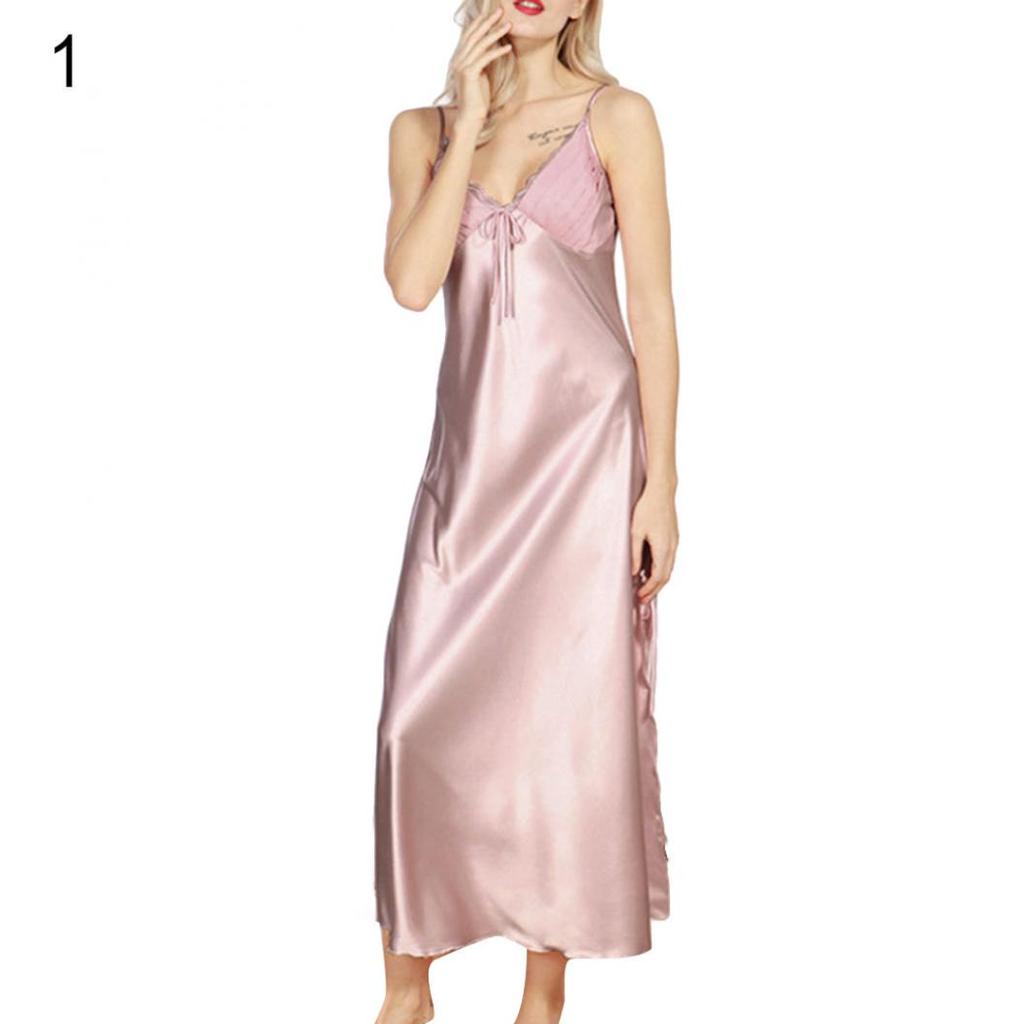 Летняя шелковая пижама, ночная рубашка, женская плиссированная ночная рубашка без рукавов с V-образным вырезом