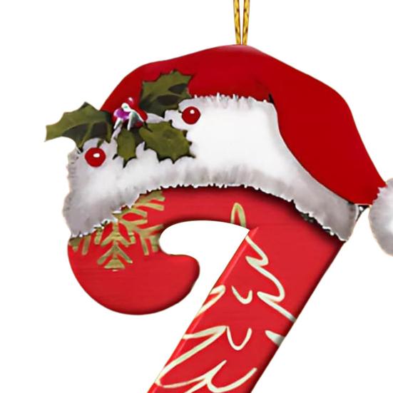 Yousheng 26 букв, елочные украшения, рождественские буквы алфавита с подвеской в виде шапки Санты, акриловое подвесное украшение для домашнего офиса, автомобиля, декор