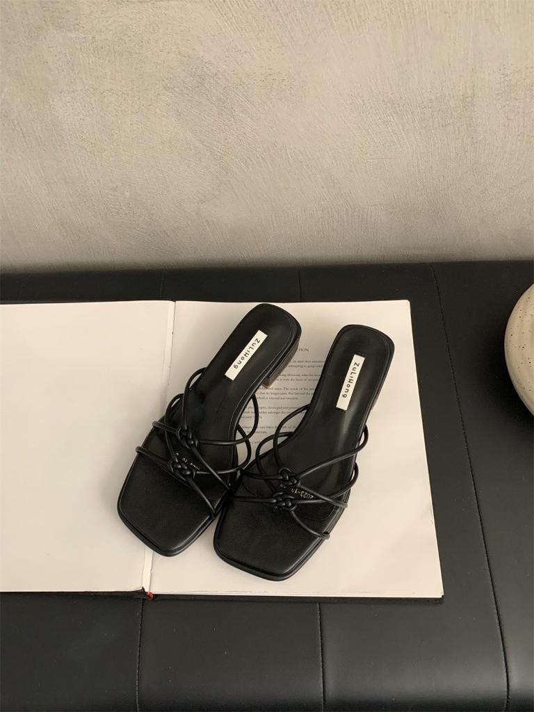 Женские тапочки женская летняя одежда новые босоножки на среднем каблуке французский темперамент нежный стиль феи с юбкой босоножки на толстом каблуке