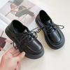 Модные универсальные детские кожаные туфли для мальчиков в британском стиле с мягкой подошвой черного цвета