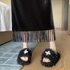 Autumn and Winter Women's Skirt Velvet Tassel Long Skirt Elastic Waist Black A-line Skirt Long Skirt